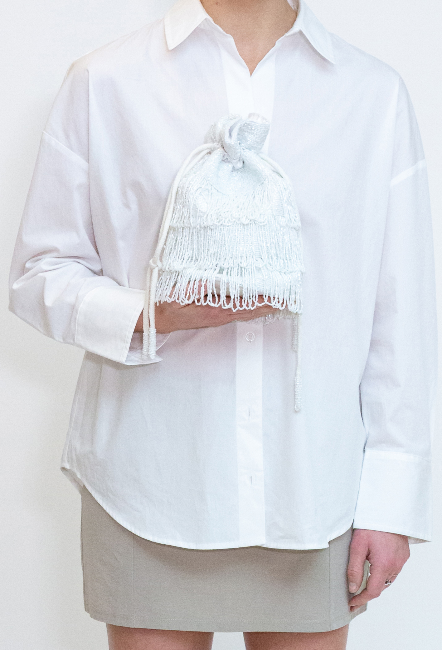 HVISK MIRA POUCH BEADED Handbag 491 Pearl