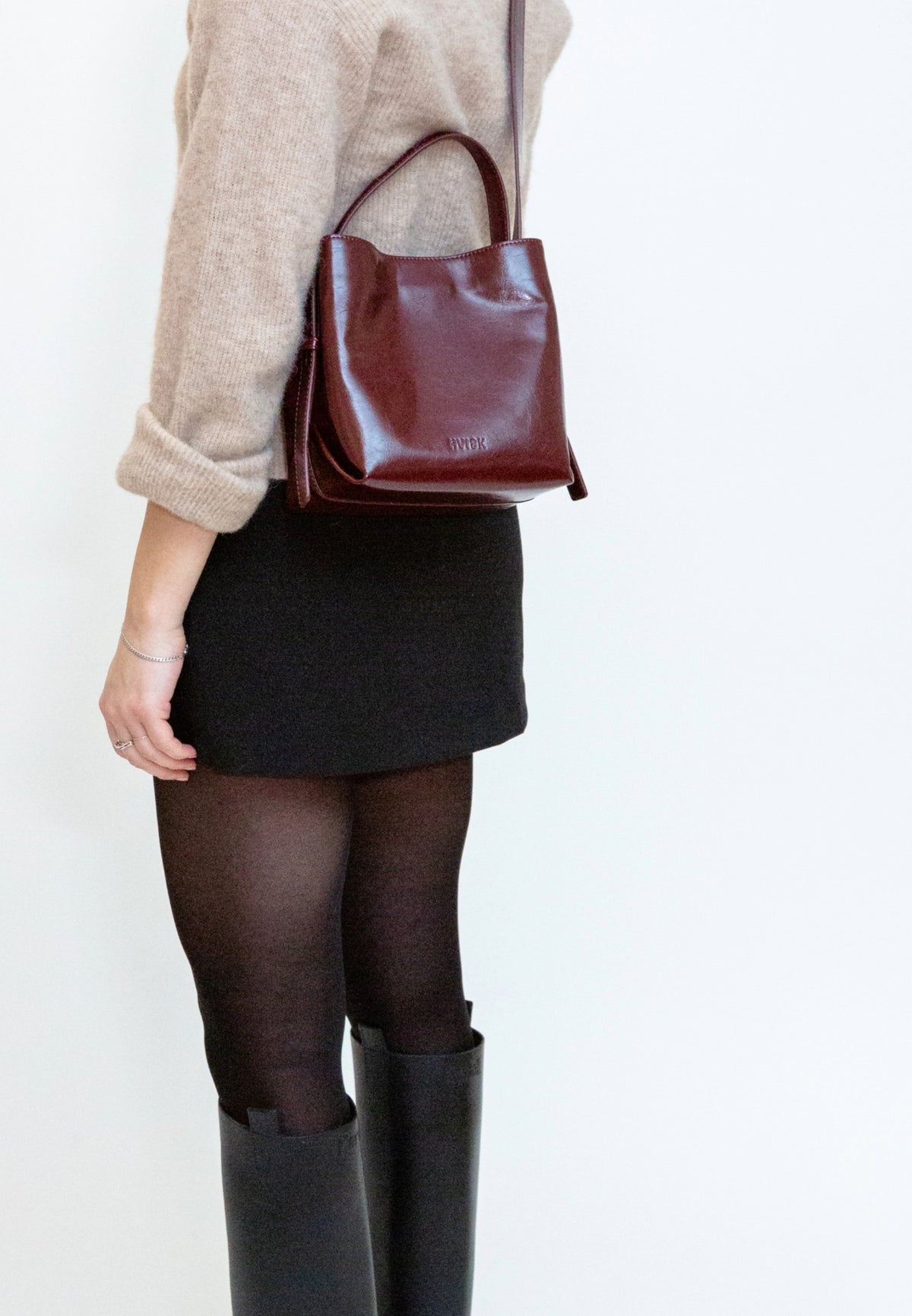 HVISK Molly Raw Crossbody 508 Deep Burgundy