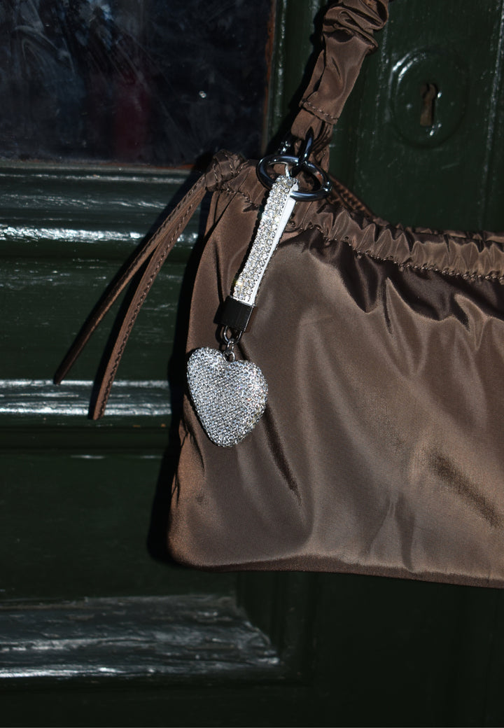 HVISK RHINESTONE HEART CHARM Charm 488 Clear Silver