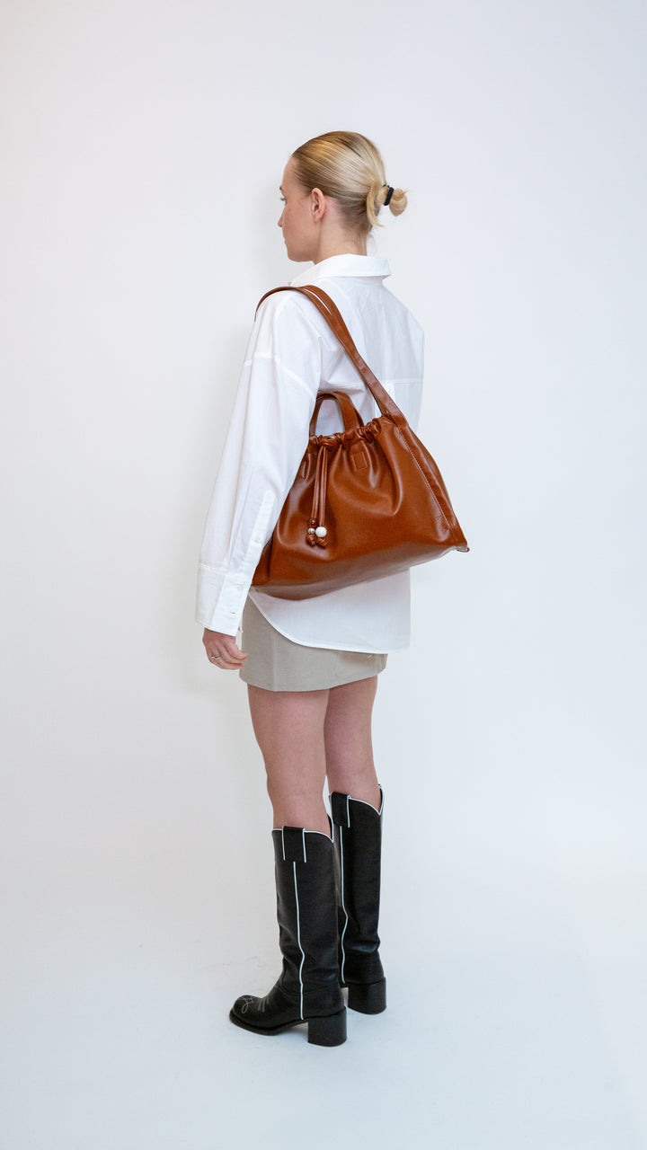 HVISK SAGE MEDIUM GLOSSY STRUCTURE Tote Bag 499 Brown Amber