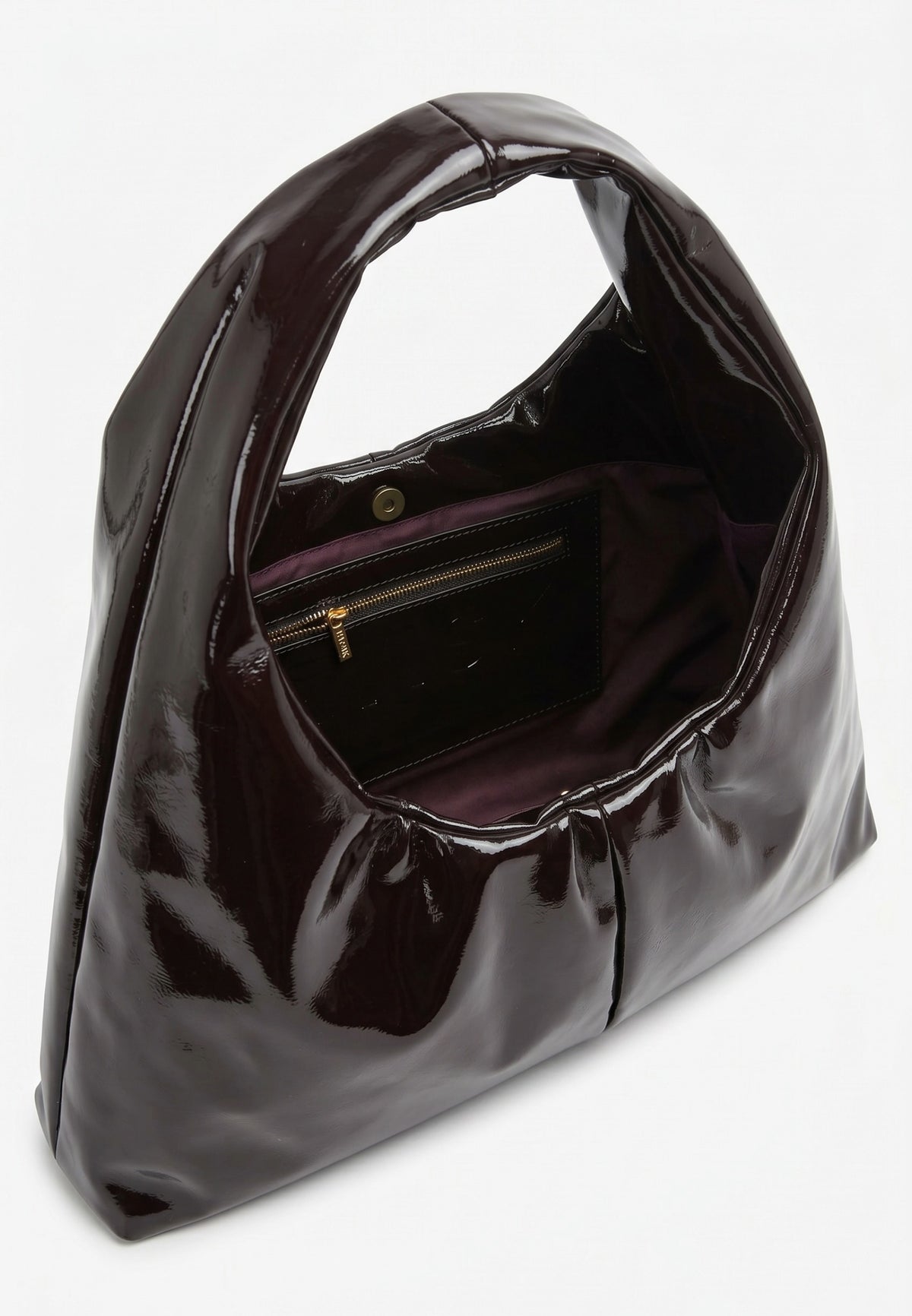 HVISK SARAH LACQUER Shoulder Bag 507 Umber Brown