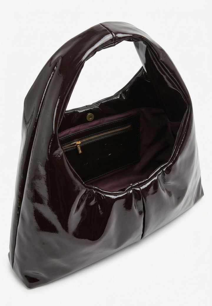 HVISK SARAH LACQUER Shoulder Bag 507 Umber Brown
