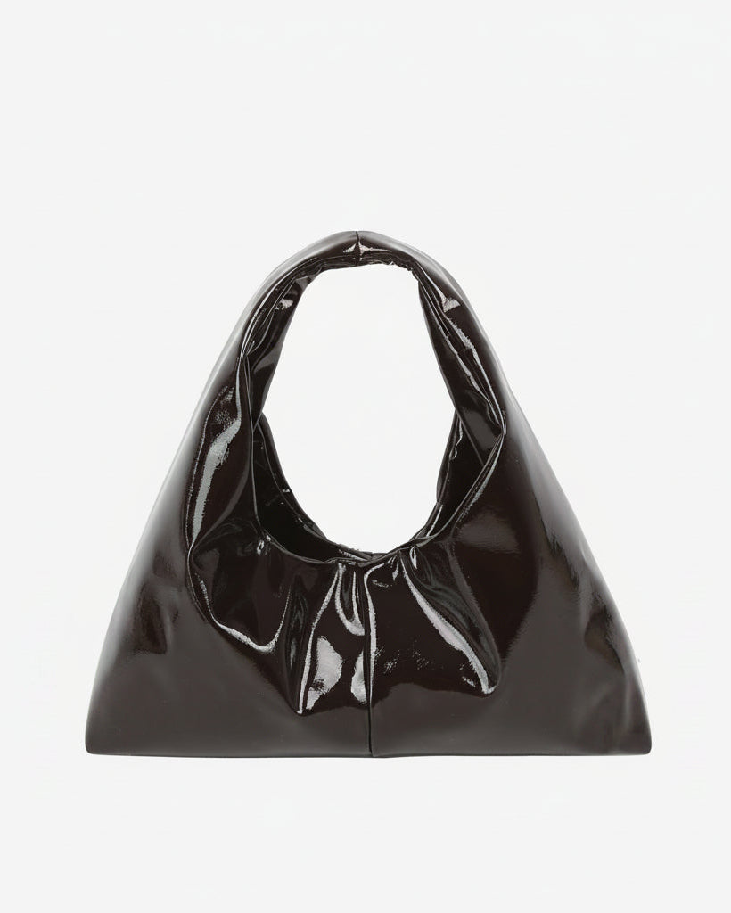 HVISK Sarah Lacquer Shoulder Bag 507 Umber Brown