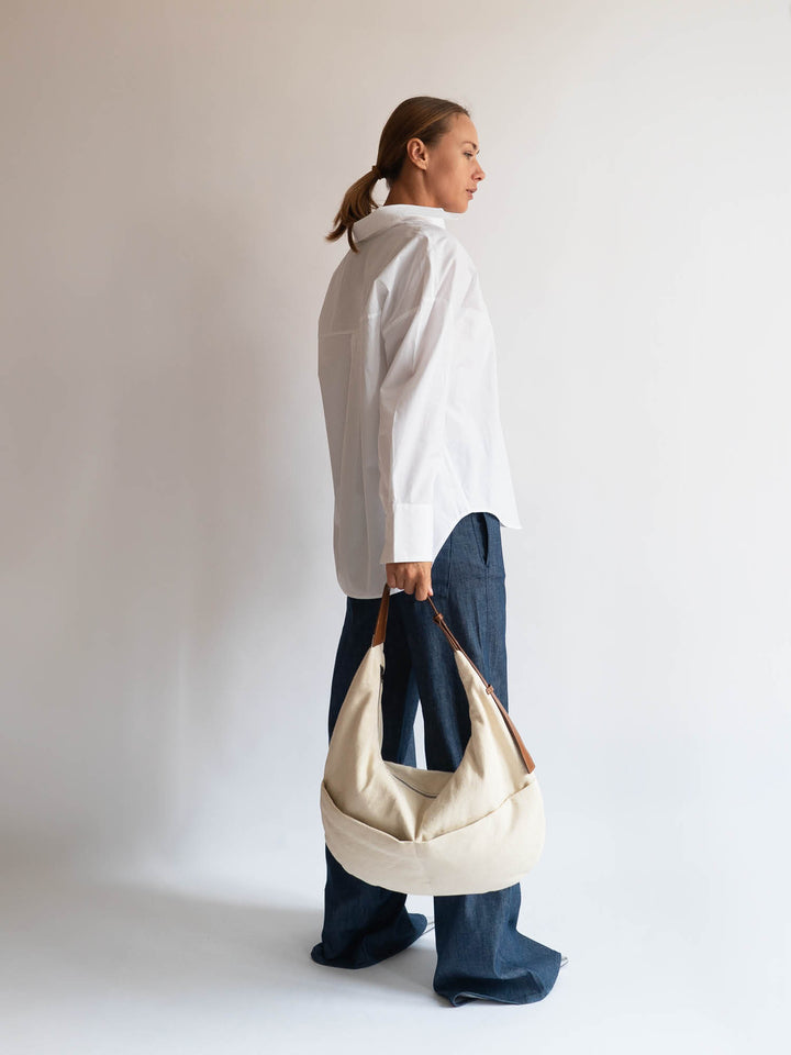 HVISK TERRA DENIM Tote Bag 462 Pale Flax