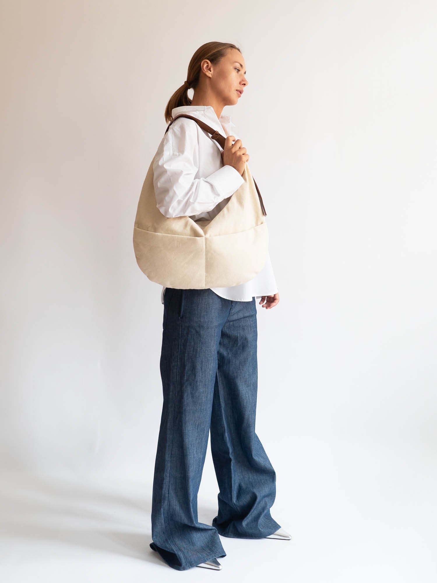 HVISK TERRA DENIM Tote Bag 462 Pale Flax