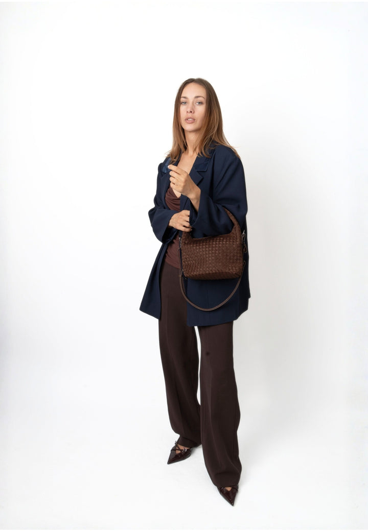 HVISK TWIST BRAIDED NEOPRENE Crossbody 485 Espresso
