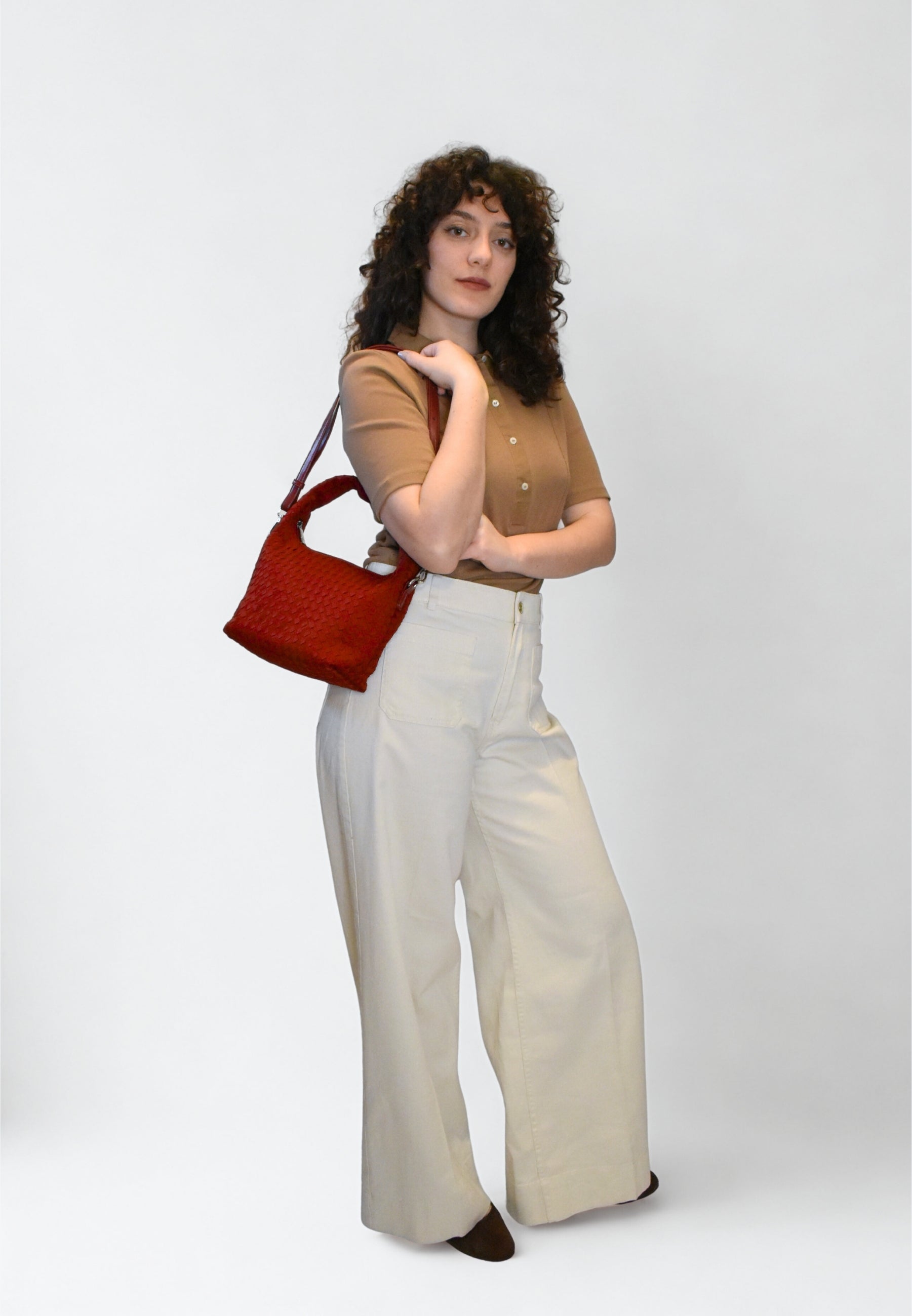 HVISK TWIST BRAIDED NEOPRENE Crossbody 494 Scarlet Red