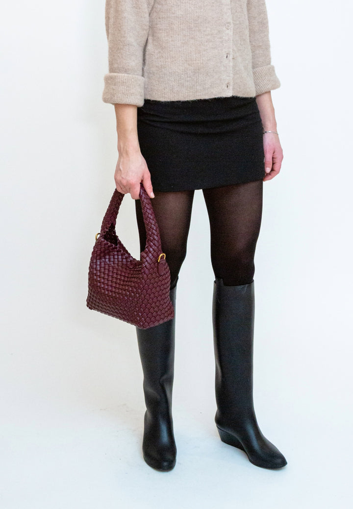 HVISK Twist Soft Braided Handbag 508 Deep Burgundy